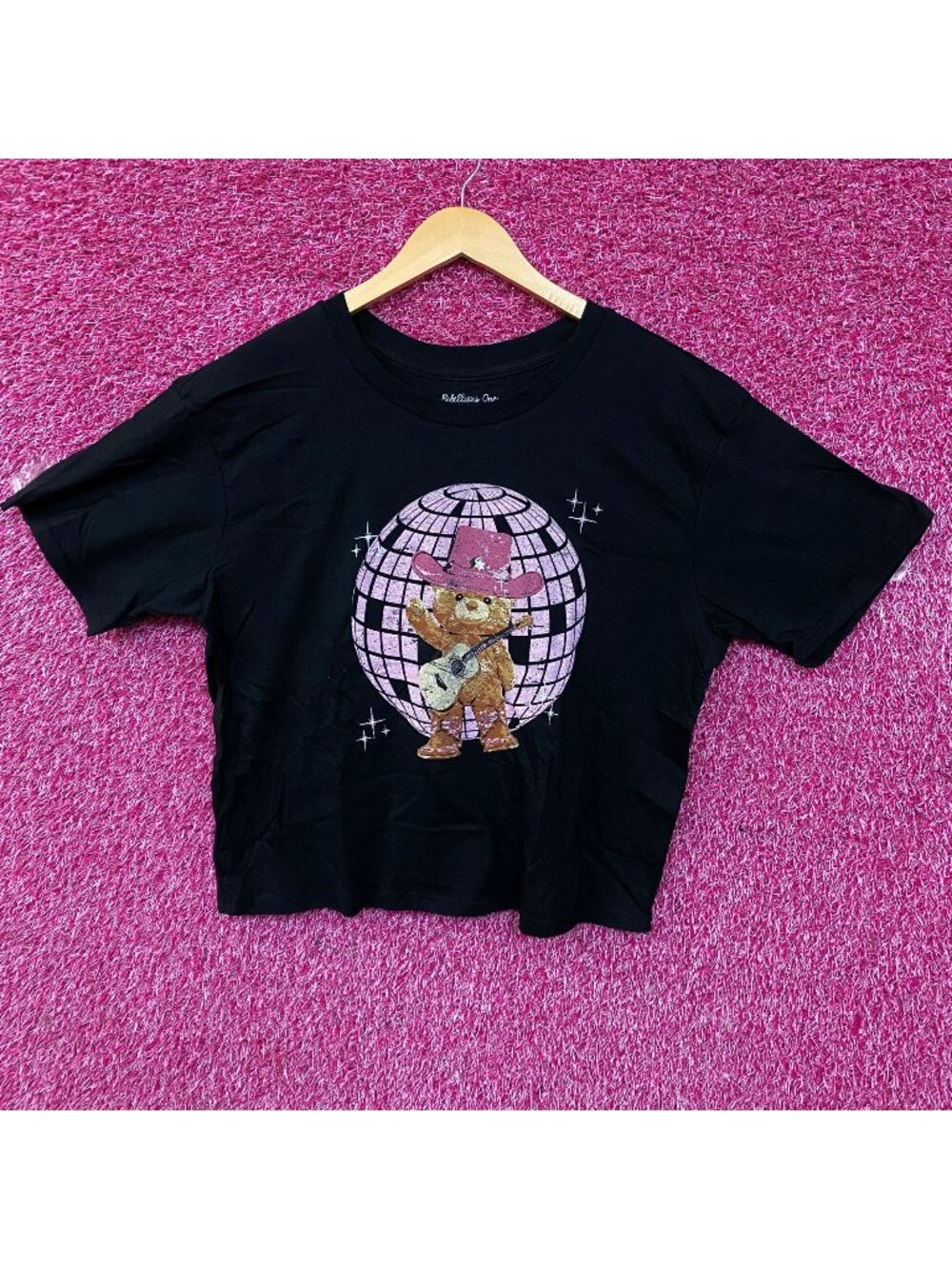 Rebellious One Disco Cowgirl Bear Crop Top XL